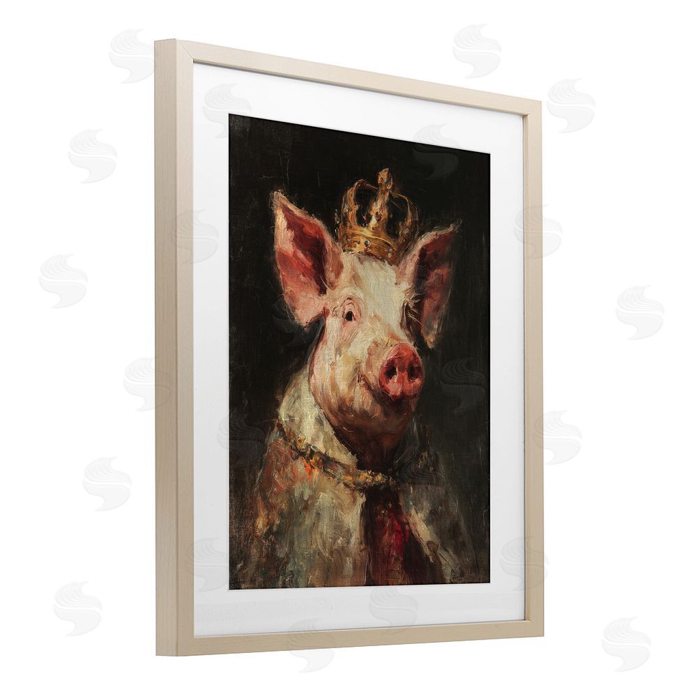 Svetlana Aleynikova Royal Swine Portrait Brown Framed Print Under Glass Wall Art