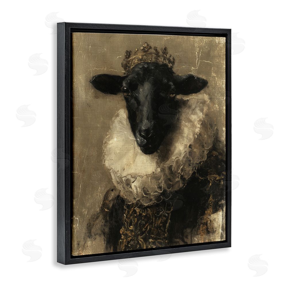 Svetlana Aleynikova Noble Ram Portrait Black Floating Frame Canvas Wall Art Print