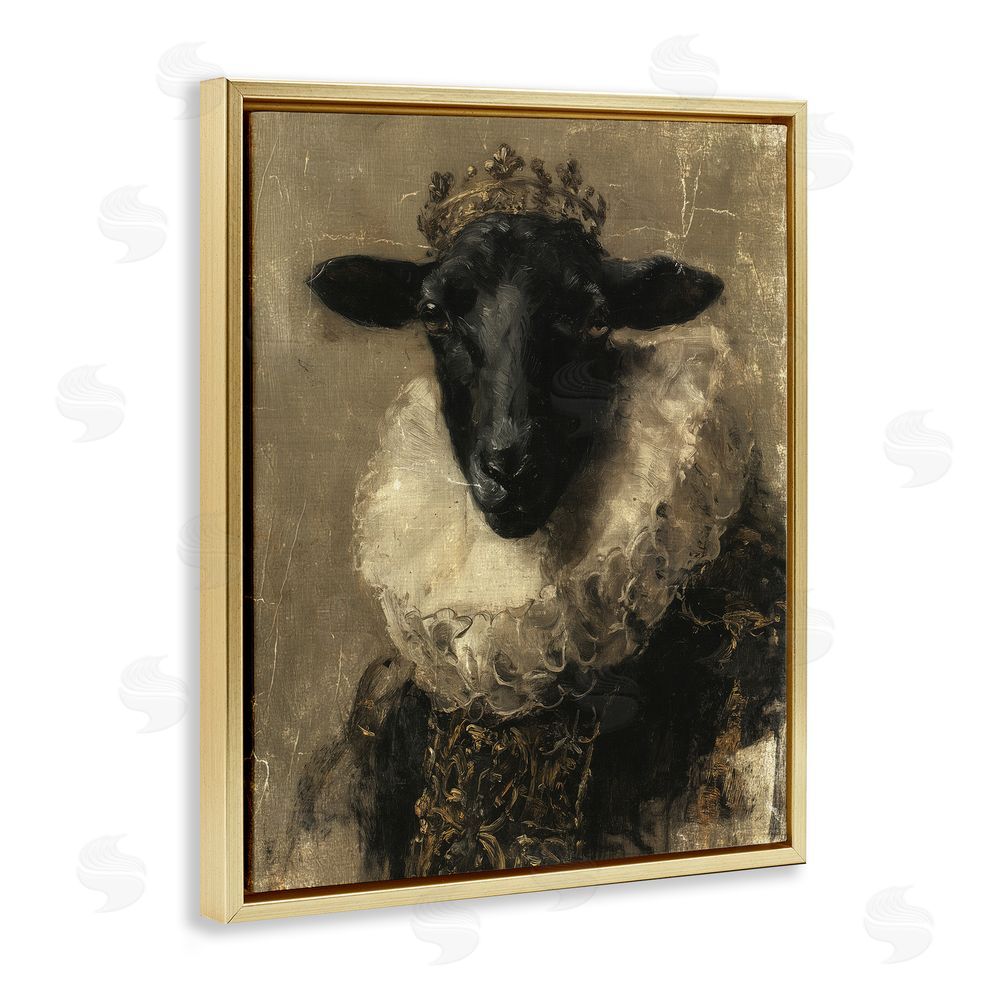 Svetlana Aleynikova Noble Ram Portrait Gold Floating Frame Canvas Wall Art Print