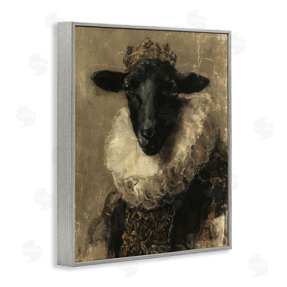 Svetlana Aleynikova Noble Ram Portrait Gray Framed Giclee Wall Art Print