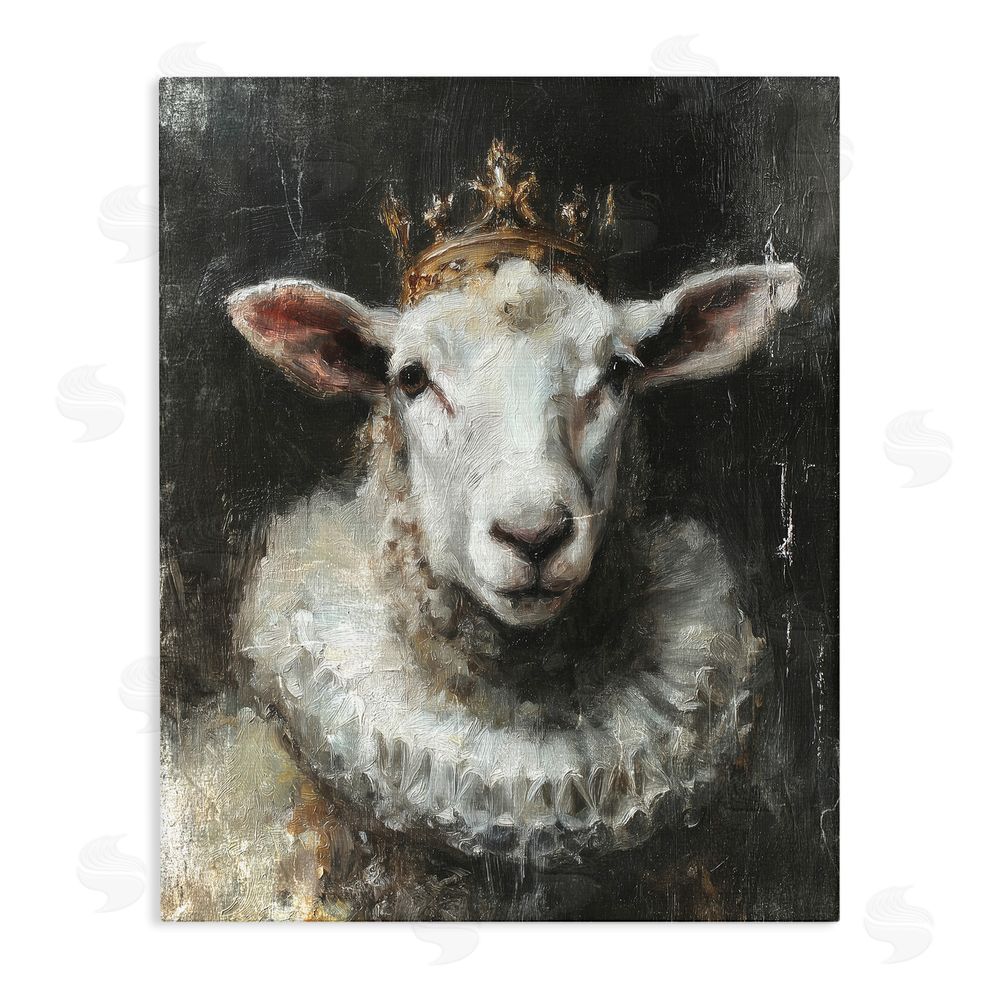 Svetlana Aleynikova Crowned Sheep Portrait Stretched Canvas Wall Art Print