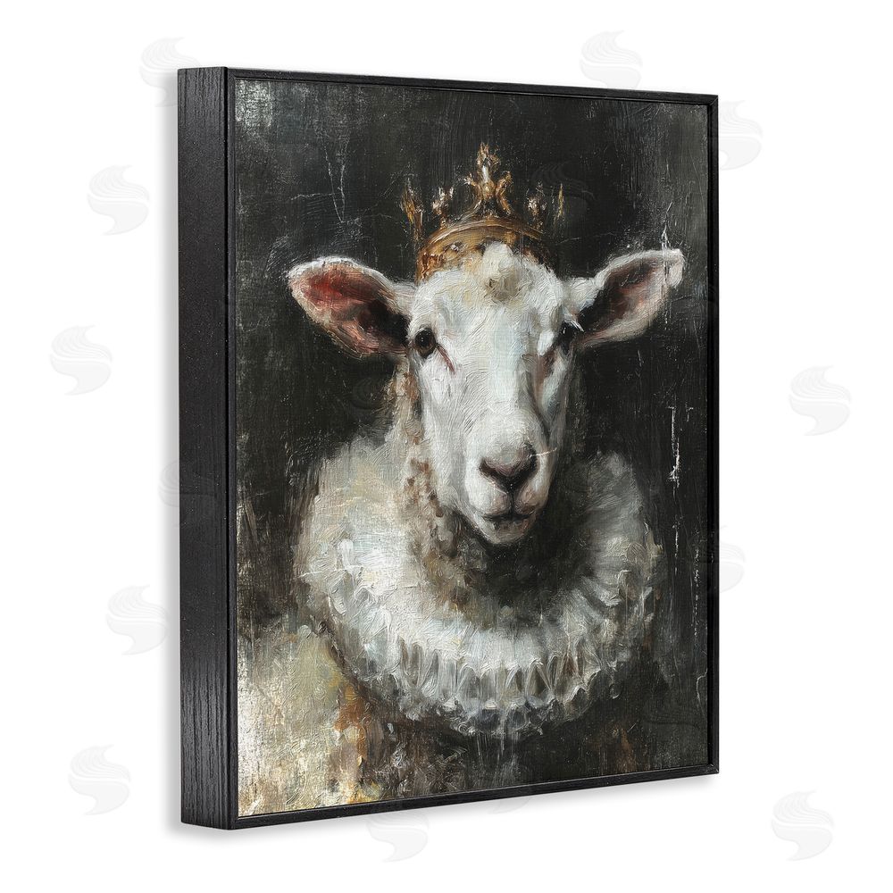 Svetlana Aleynikova Crowned Sheep Portrait Black Framed Giclee Wall Art Print