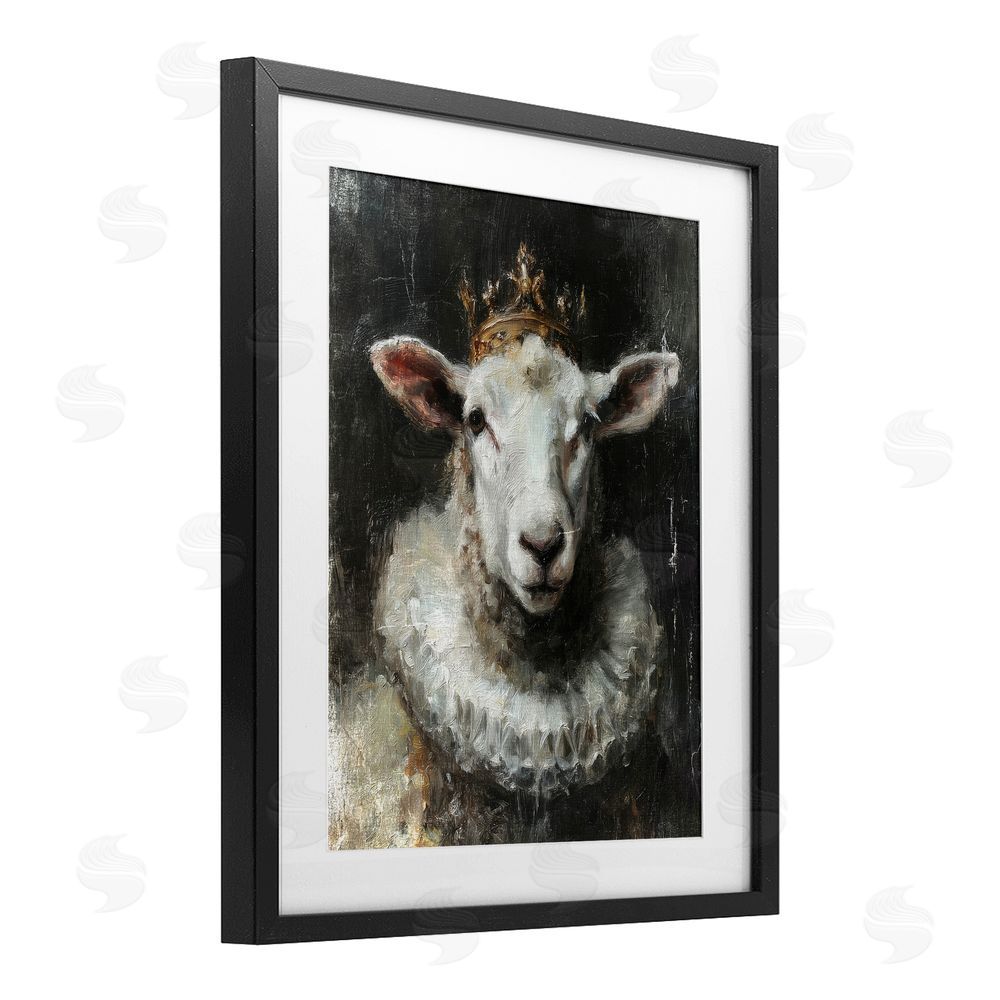 Svetlana Aleynikova Crowned Sheep Portrait Black Framed Print Under Glass Wall Art