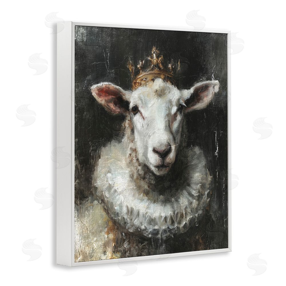 Svetlana Aleynikova Crowned Sheep Portrait White Framed Giclee Wall Art Print