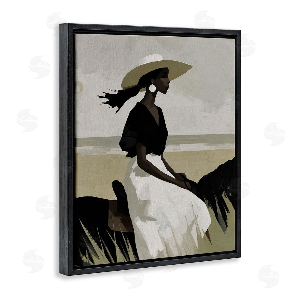 Svetlana Aleynikova Equestrian Windswept Muse Black Floating Frame Canvas Wall Art Print