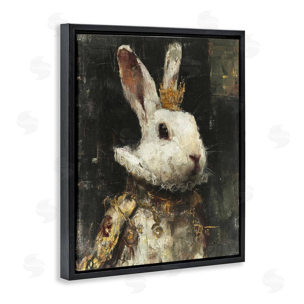 Svetlana Aleynikova Regal Hare Portrait Black Floating Frame Canvas Wall Art Print