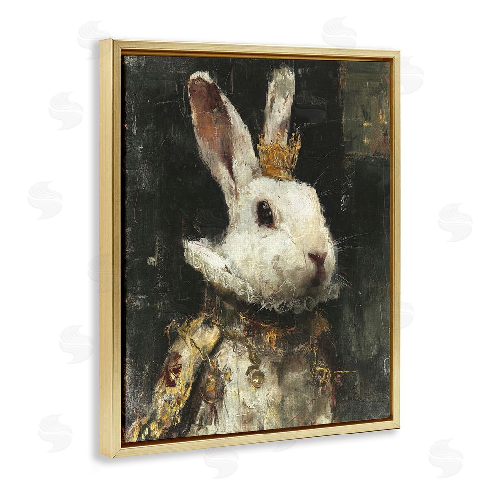 Svetlana Aleynikova Regal Hare Portrait Gold Floating Frame Canvas Wall Art Print