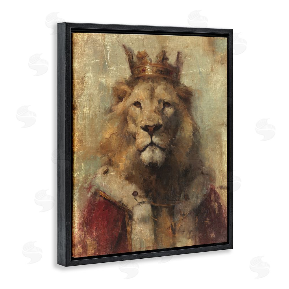 Svetlana Aleynikova Regal Lion Sovereign Black Floating Frame Canvas Wall Art Print