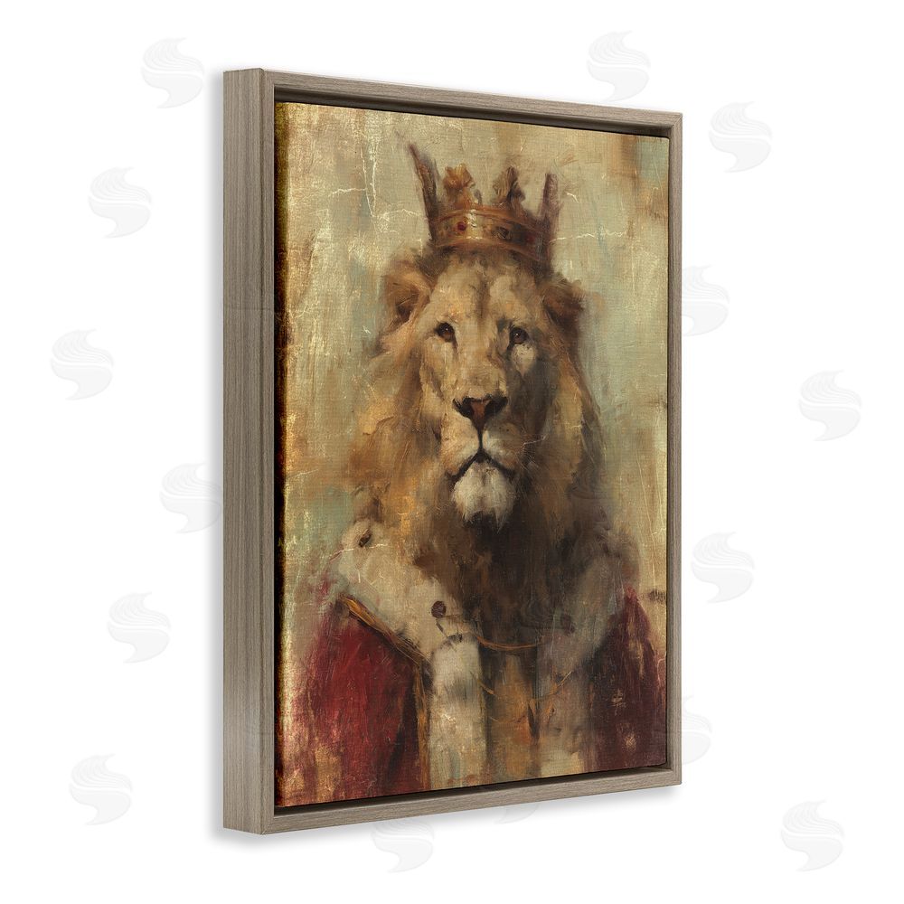 Svetlana Aleynikova Regal Lion Sovereign Brown Floating Frame Canvas Wall Art Print