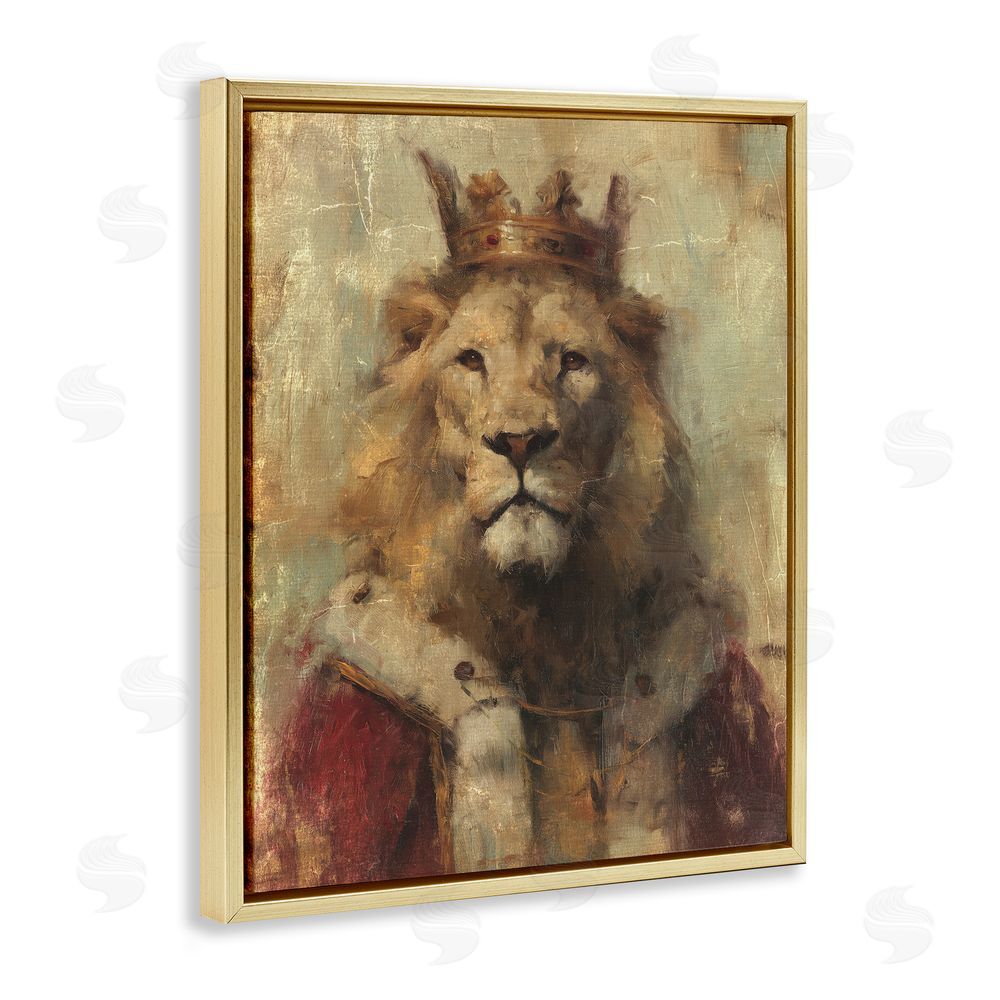 Svetlana Aleynikova Regal Lion Sovereign Gold Floating Frame Canvas Wall Art Print