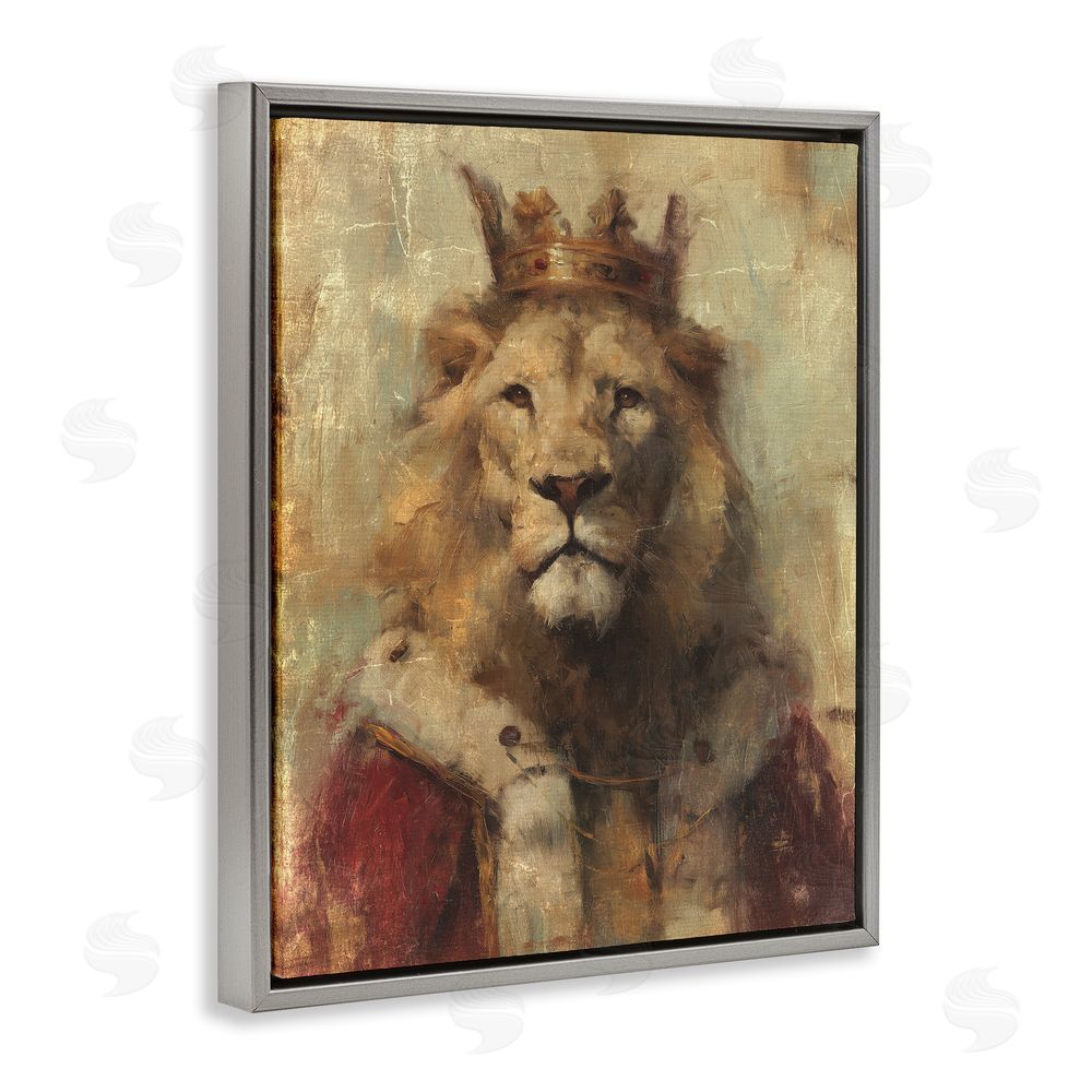 Svetlana Aleynikova Regal Lion Sovereign Gray Floating Frame Canvas Wall Art Print