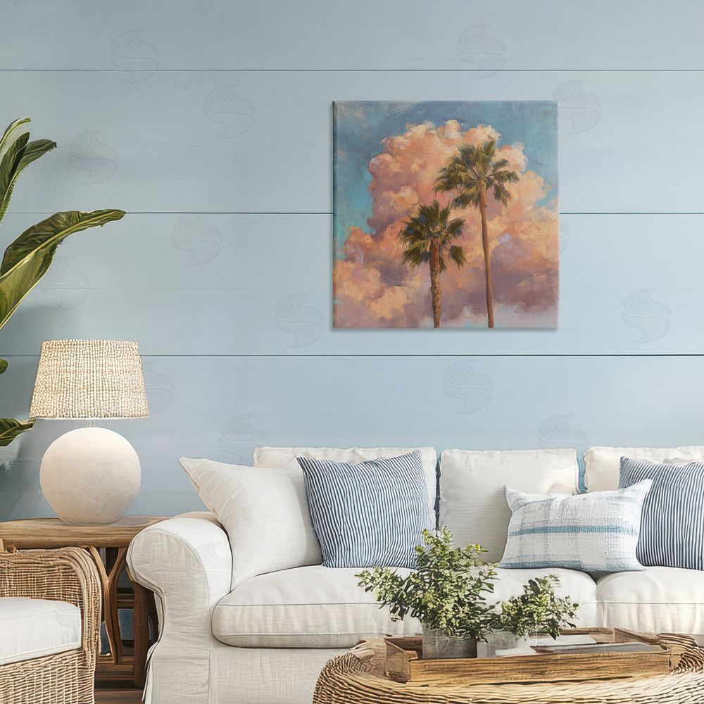 Svetlana Aleynikova Cloudy Palms at Sunset Stretched Canvas Wall Art in Room
