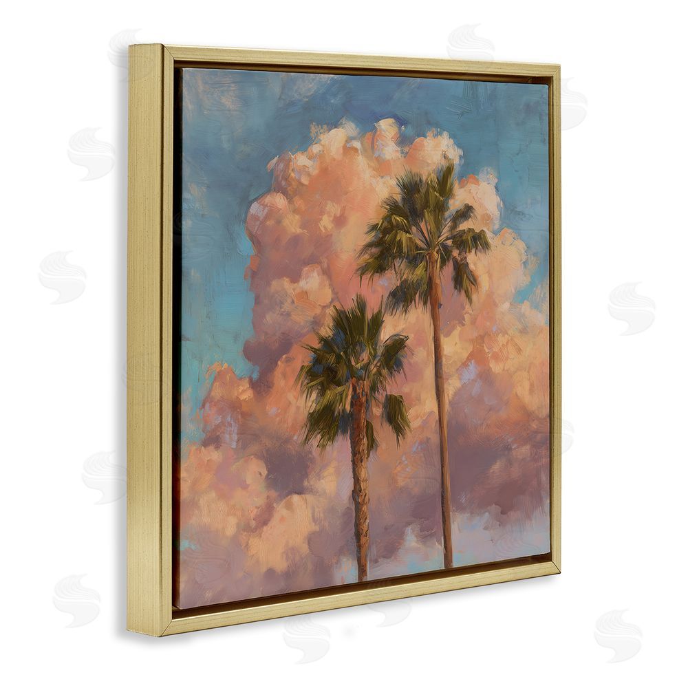 Svetlana Aleynikova Cloudy Palms at Sunset Gold Floating Frame Canvas Wall Art Print