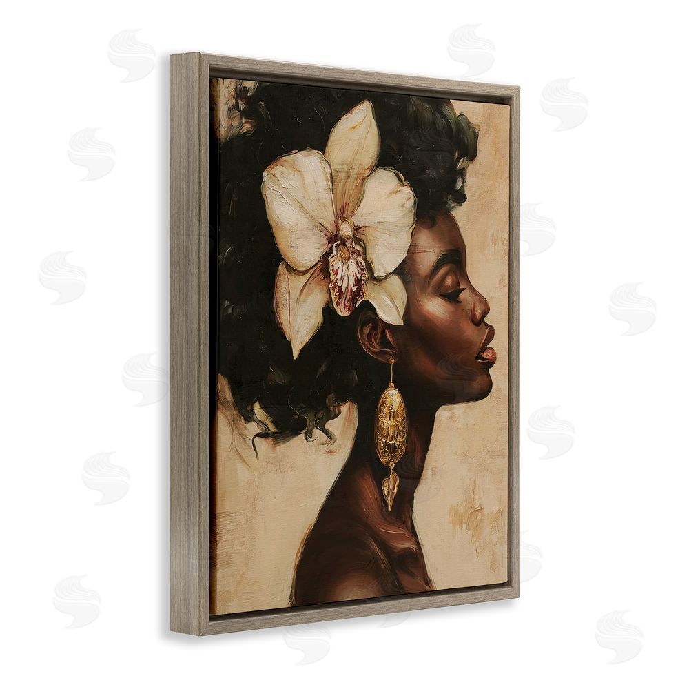 Svetlana Aleynikova Orchid Majesty Portrait Brown Floating Frame Canvas Wall Art Print
