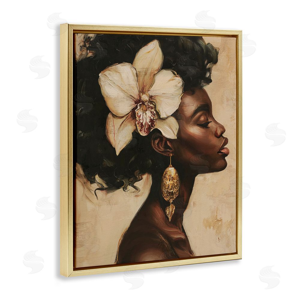 Svetlana Aleynikova Orchid Majesty Portrait Gold Floating Frame Canvas Wall Art Print