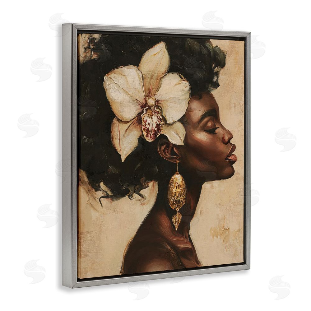 Svetlana Aleynikova Orchid Majesty Portrait Gray Floating Frame Canvas Wall Art Print