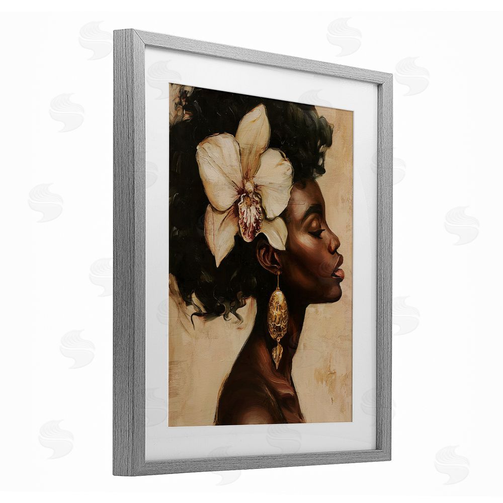 Svetlana Aleynikova Orchid Majesty Portrait Gray Framed Print Under Glass Wall Art
