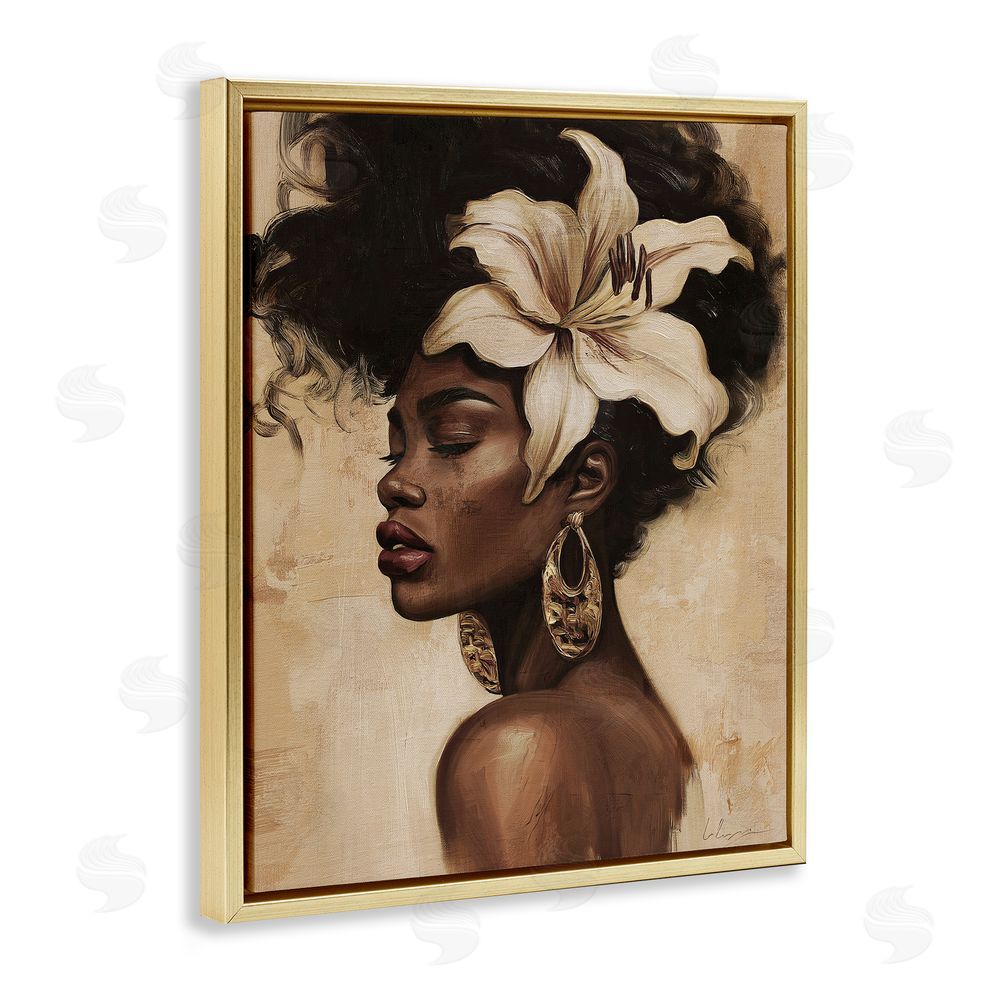 Svetlana Aleynikova Nocturne In Ivory Gold Floating Frame Canvas Wall Art Print