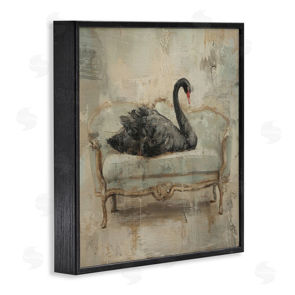 Svetlana Aleynikova Black Swan on Vintage Sofa Black Framed Giclee Wall Art Print