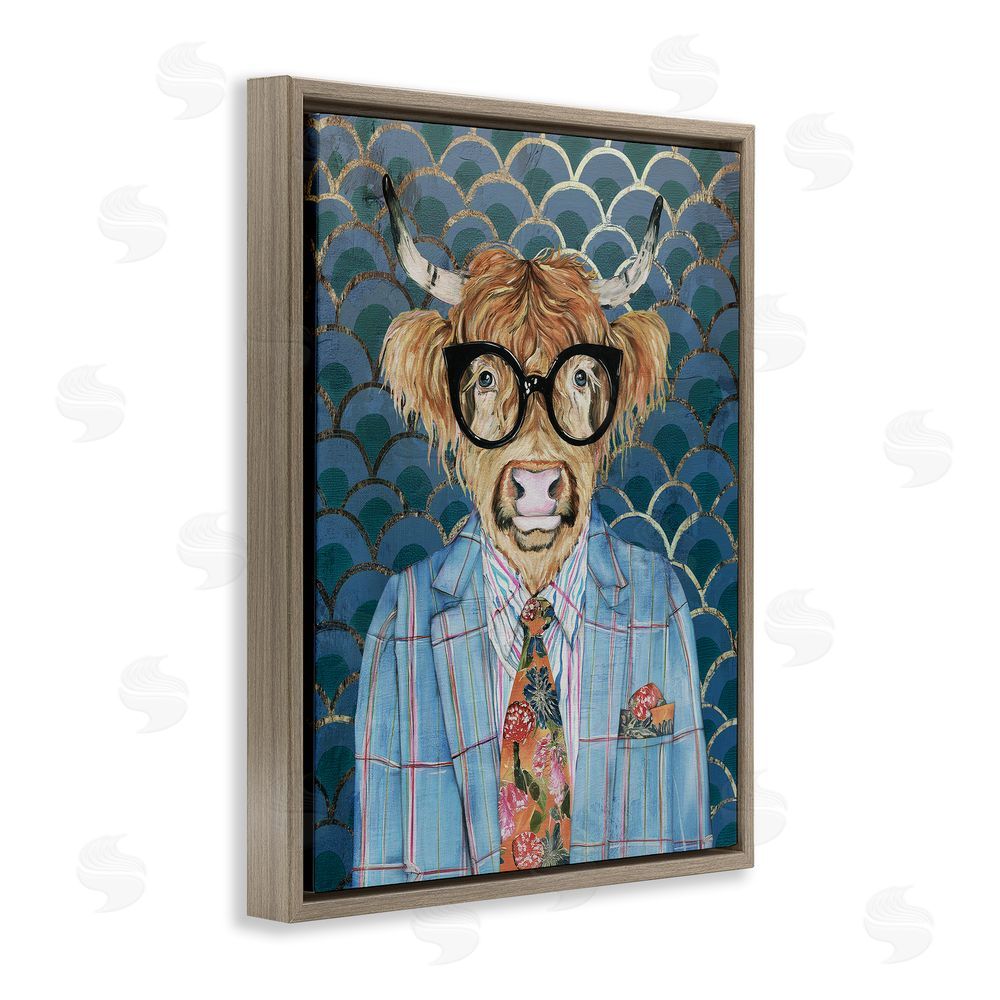 Svetlana Aleynikova Cool Highlander Portrait Brown Floating Frame Canvas Wall Art Print