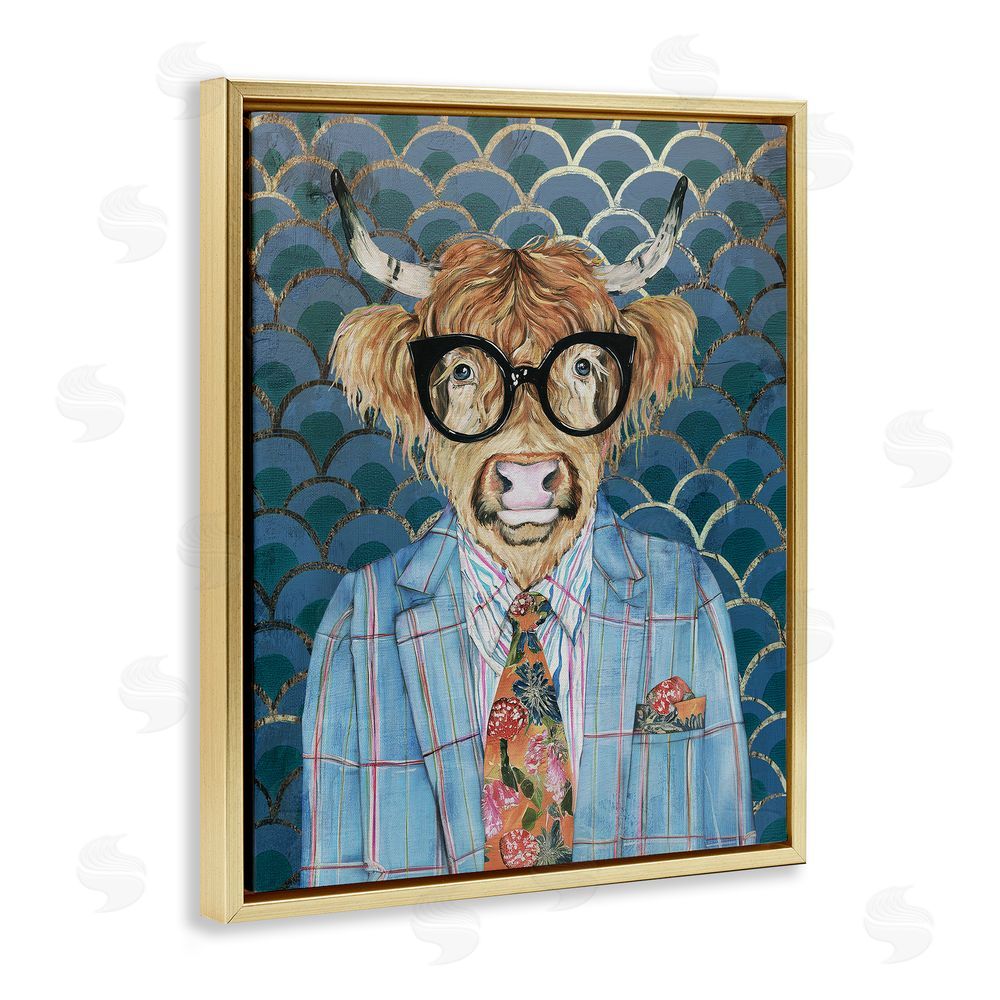 Svetlana Aleynikova Cool Highlander Portrait Gold Floating Frame Canvas Wall Art Print