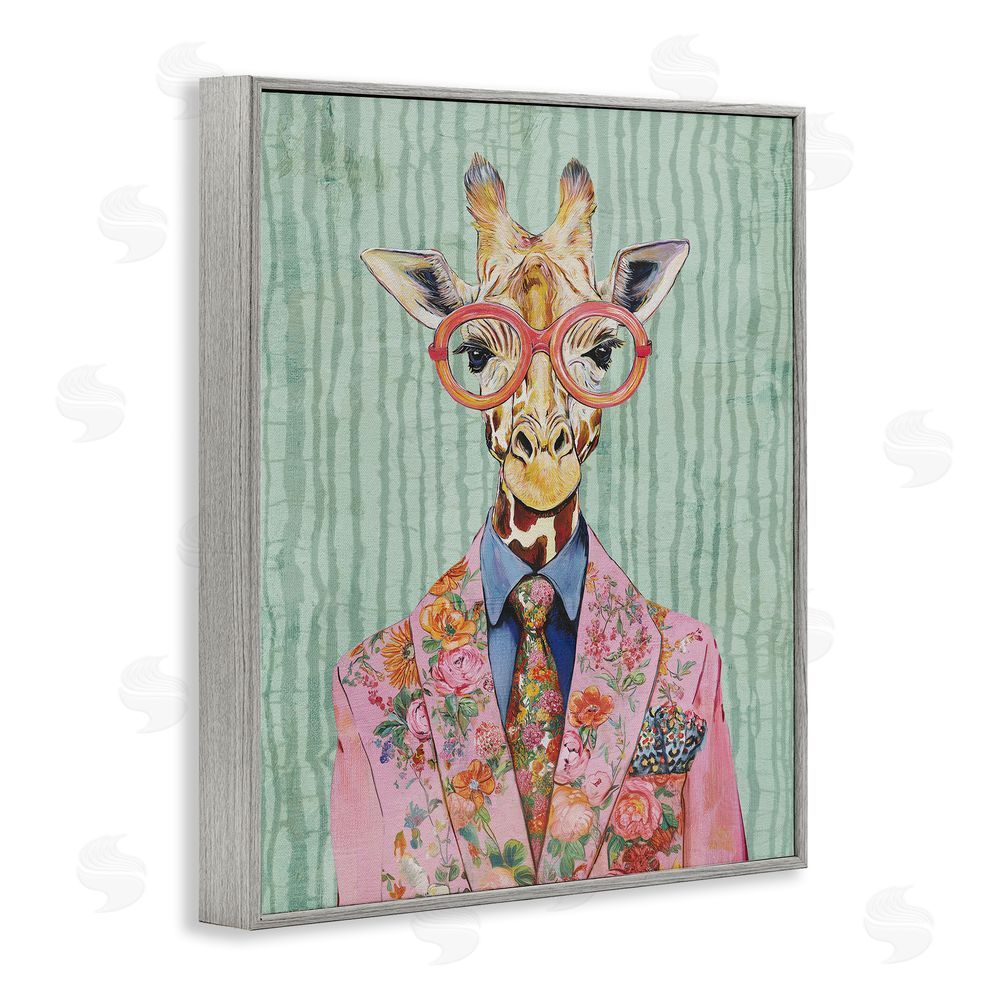 Svetlana Aleynikova Tall Stylish Giraffe Gray Framed Giclee Wall Art Print