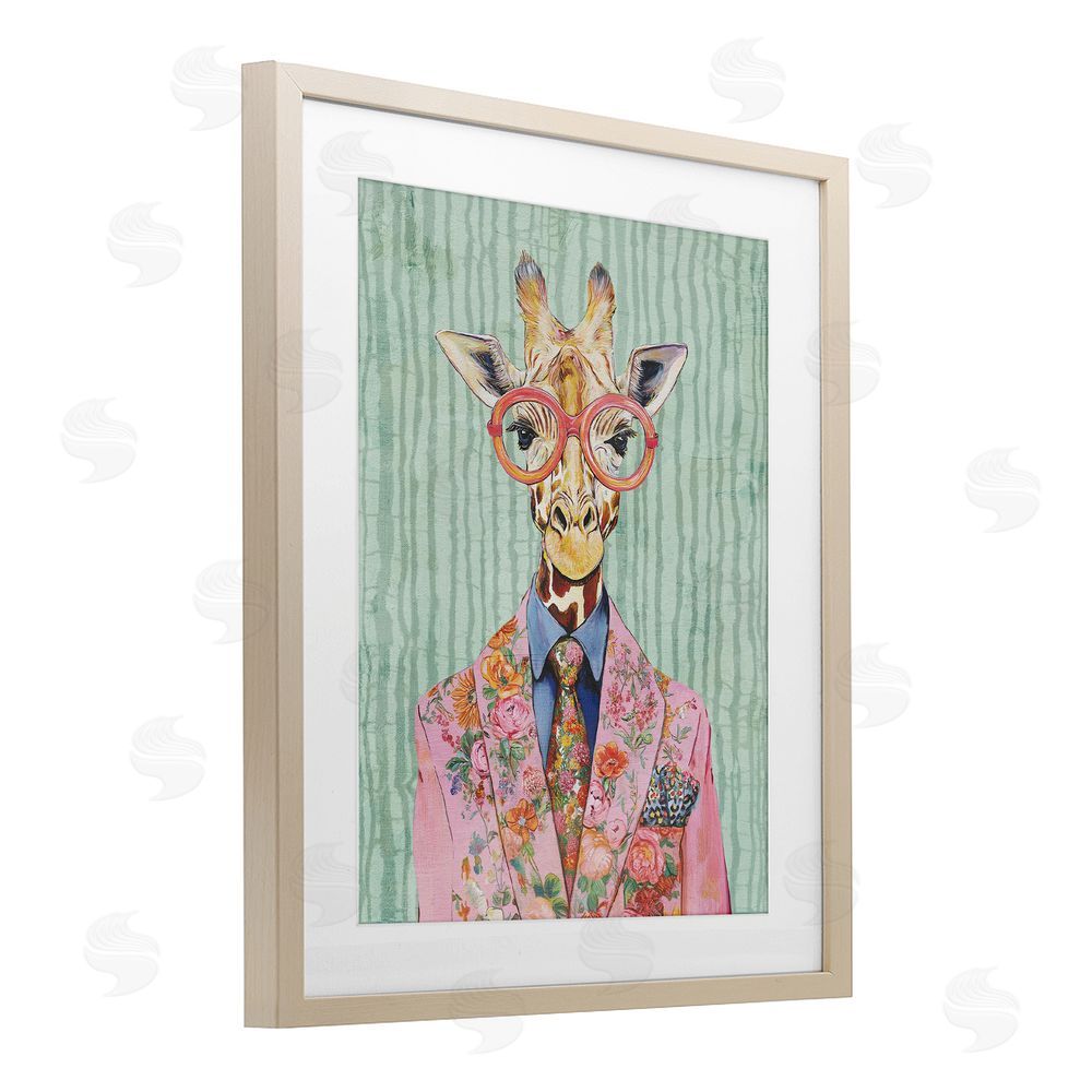 Svetlana Aleynikova Tall Stylish Giraffe Brown Framed Print Under Glass Wall Art