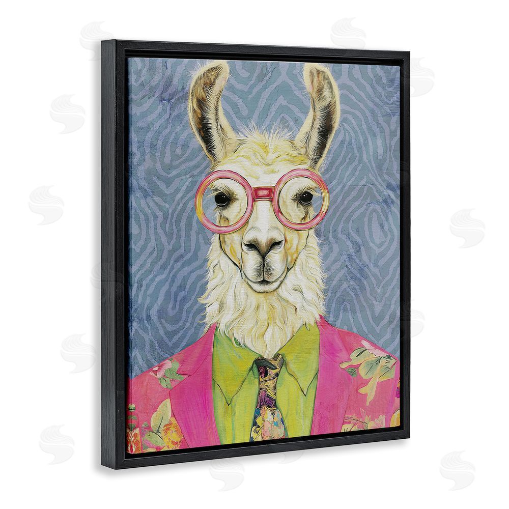Svetlana Aleynikova Bright Gaze Llama Black Floating Frame Canvas Wall Art Print