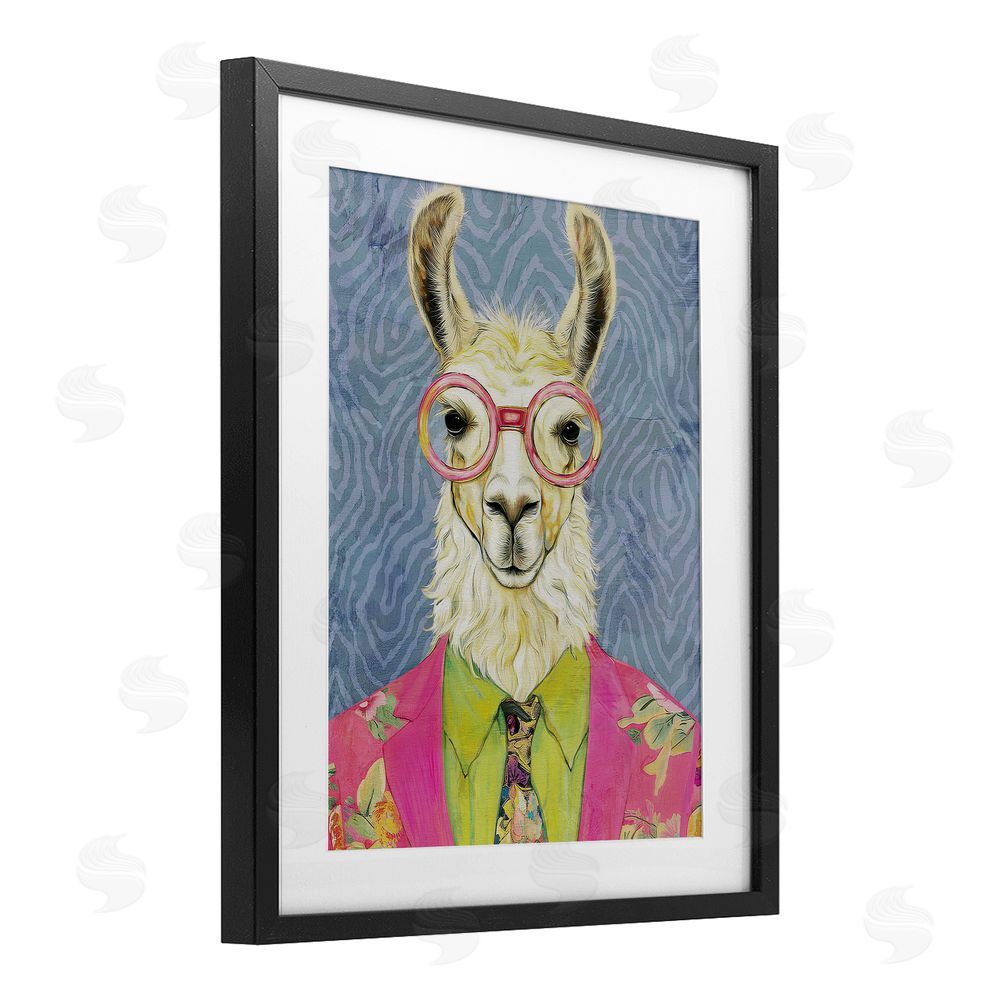 Svetlana Aleynikova Bright Gaze Llama Black Framed Print Under Glass Wall Art