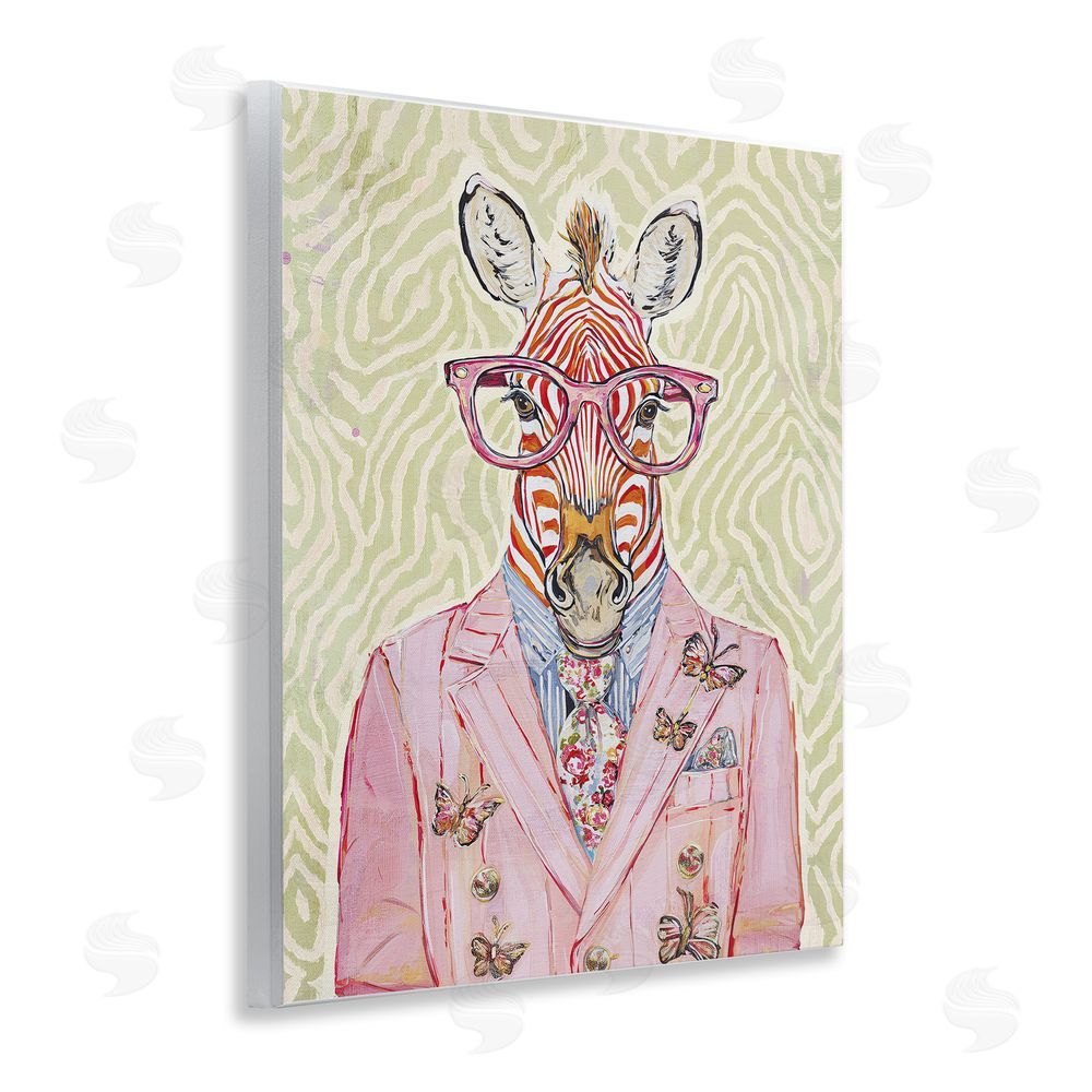 Svetlana Aleynikova Pink Zebra over Green Wooden Wall Plaque Art Print