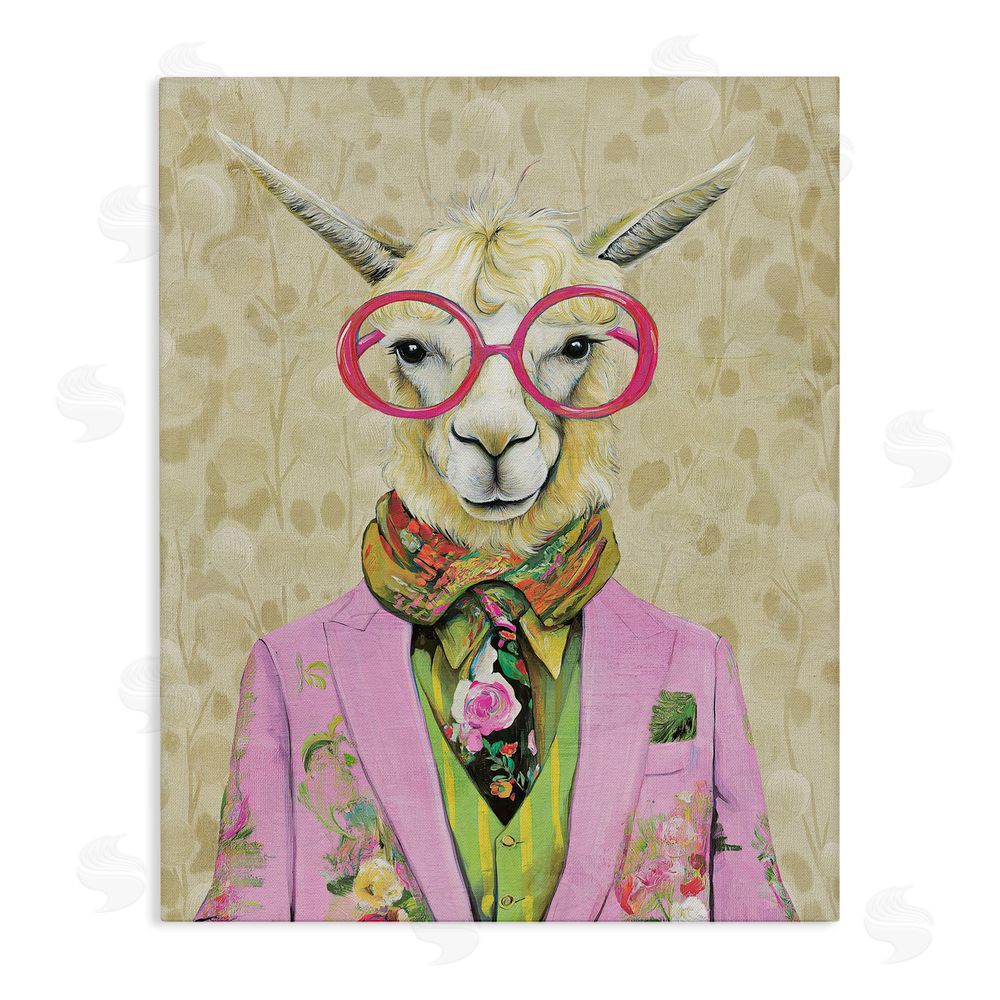 Svetlana Aleynikova Stylish Llama with Glasses Stretched Canvas Wall Art Print