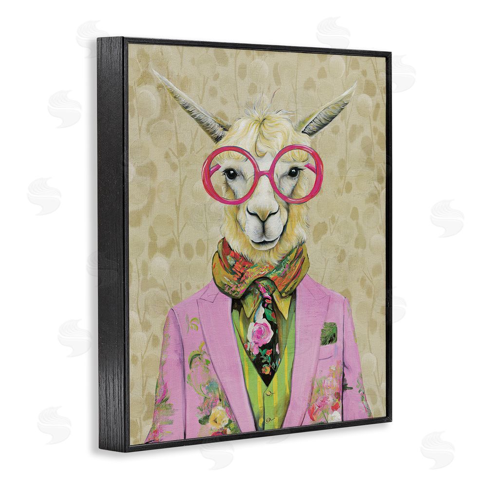 Svetlana Aleynikova Stylish Llama with Glasses Black Framed Giclee Wall Art Print