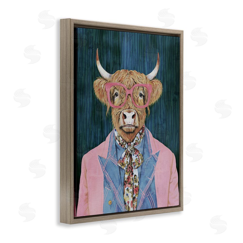 Svetlana Aleynikova Gentle Bull Portrait Brown Floating Frame Canvas Wall Art Print