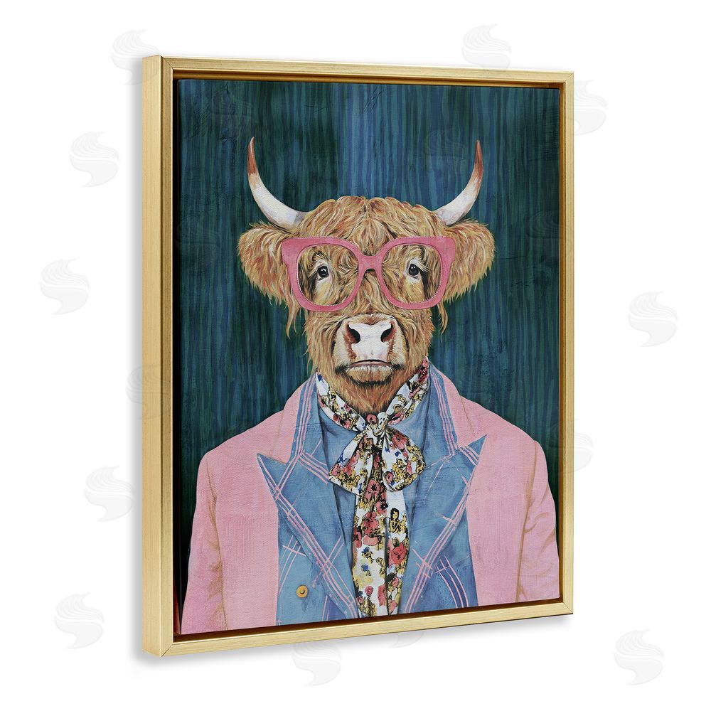 Svetlana Aleynikova Gentle Bull Portrait Gold Floating Frame Canvas Wall Art Print