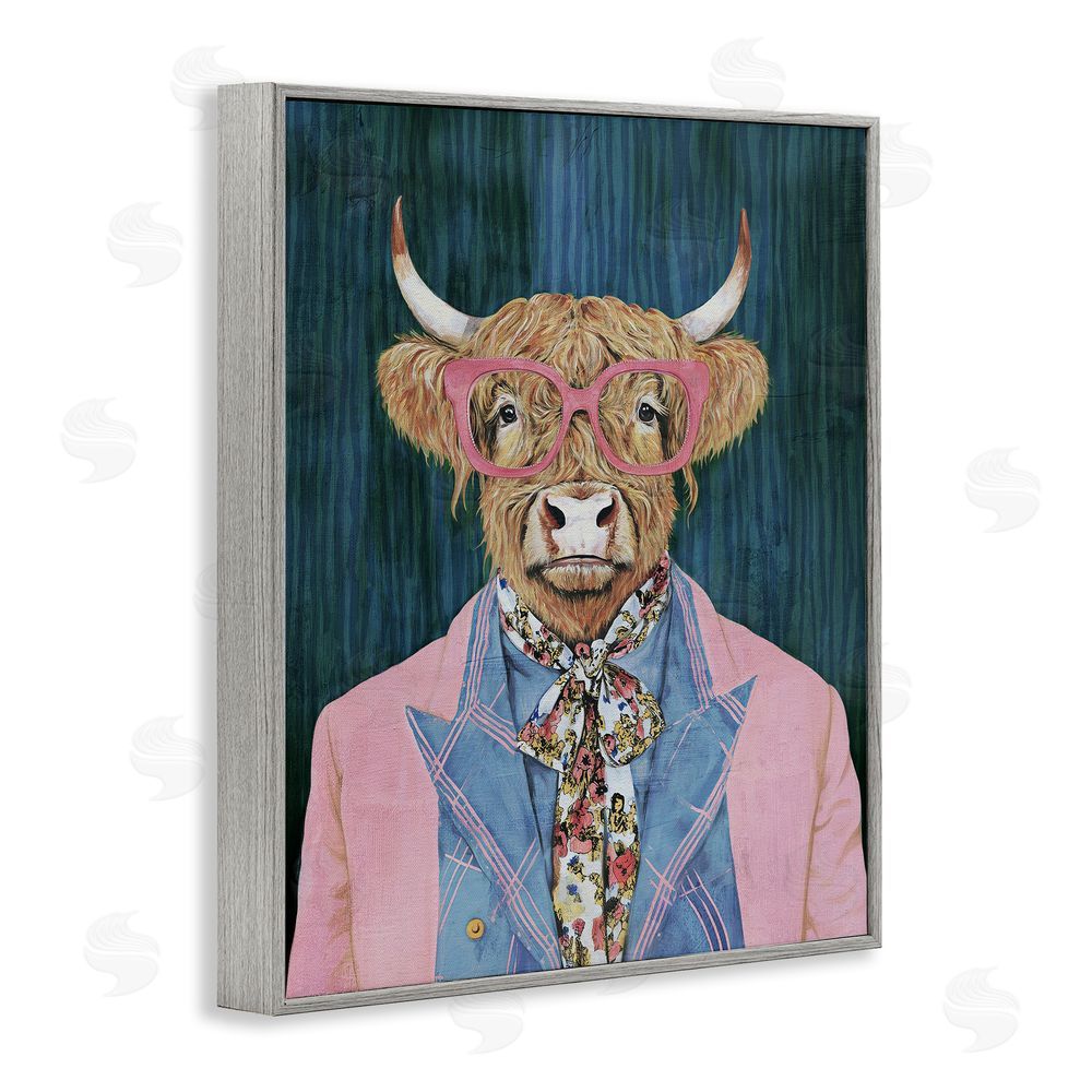 Svetlana Aleynikova Gentle Bull Portrait Gray Framed Giclee Wall Art Print