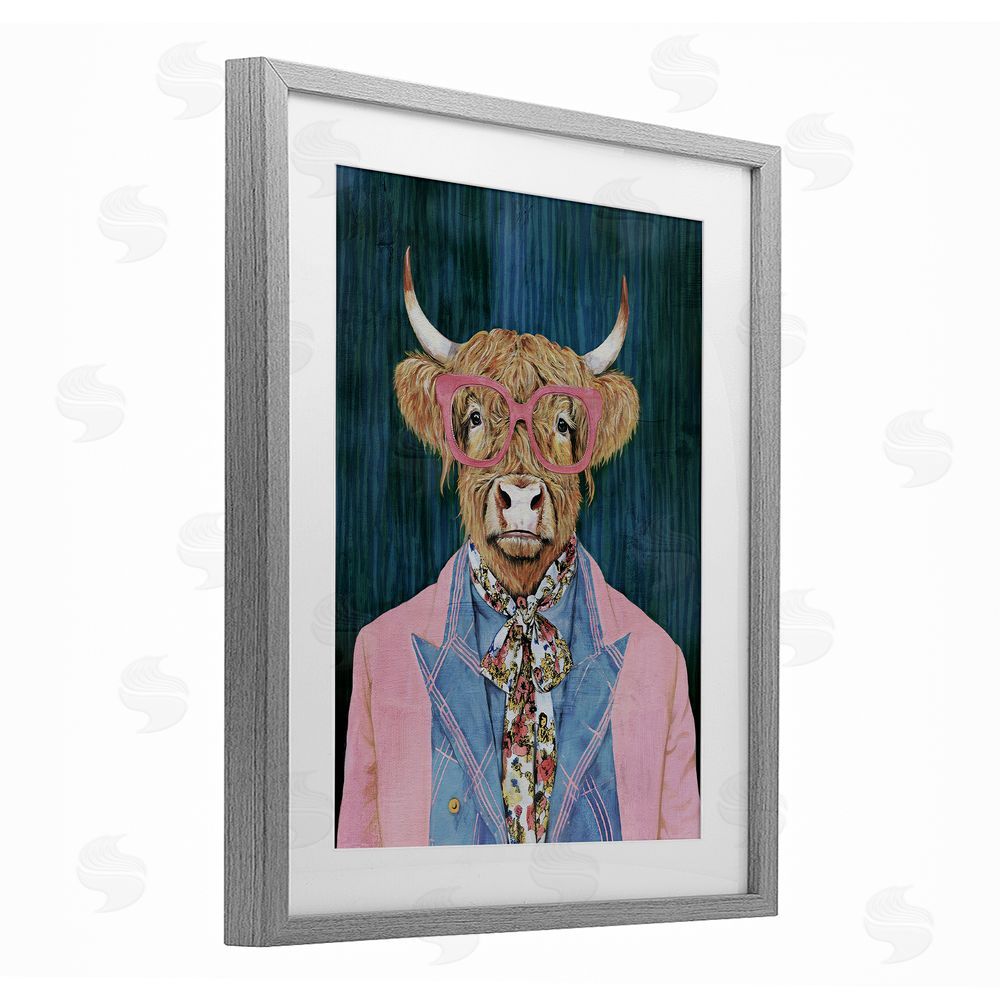 Svetlana Aleynikova Gentle Bull Portrait Gray Framed Print Under Glass Wall Art