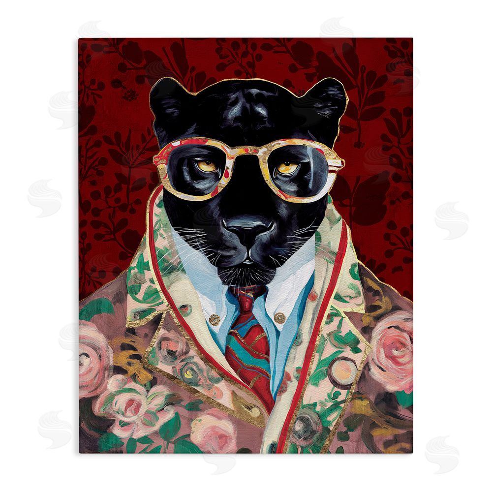 Svetlana Aleynikova Fashionable Scarlet Panther Stretched Canvas Wall Art Print