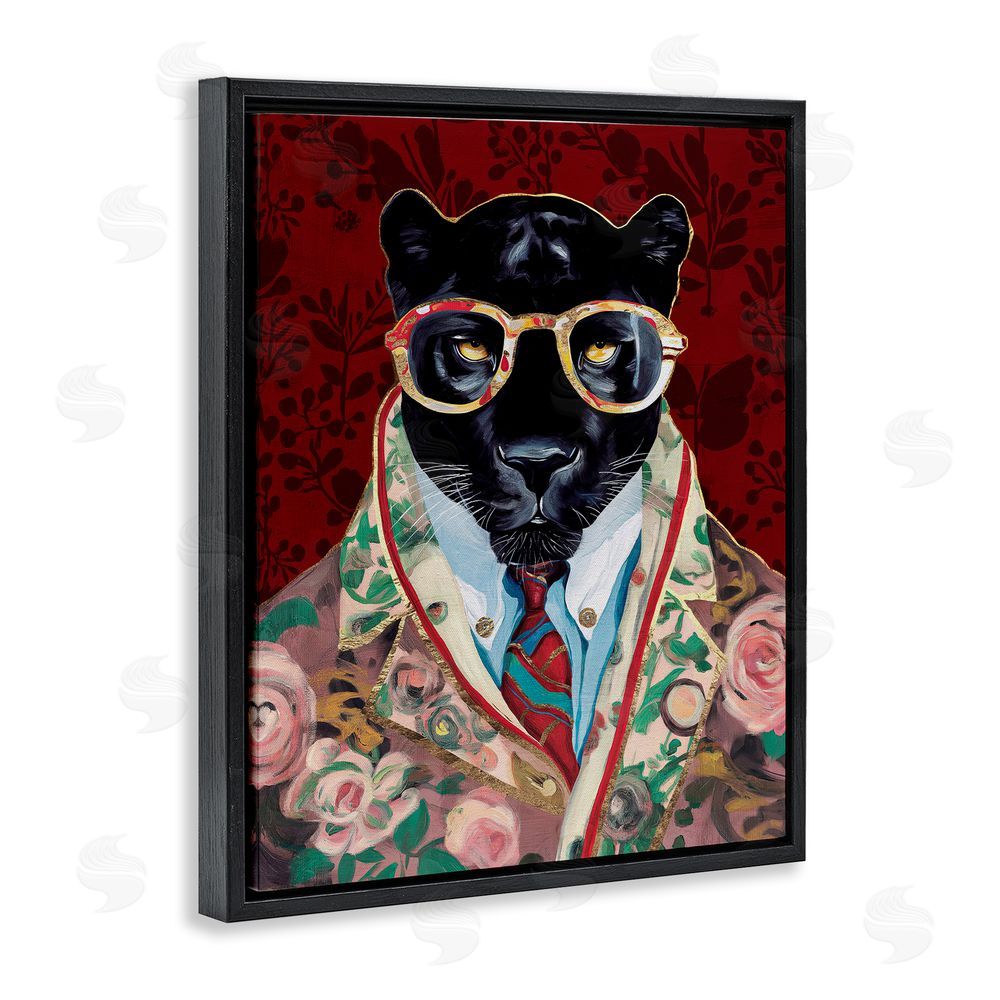 Svetlana Aleynikova Fashionable Scarlet Panther Black Floating Frame Canvas Wall Art Print
