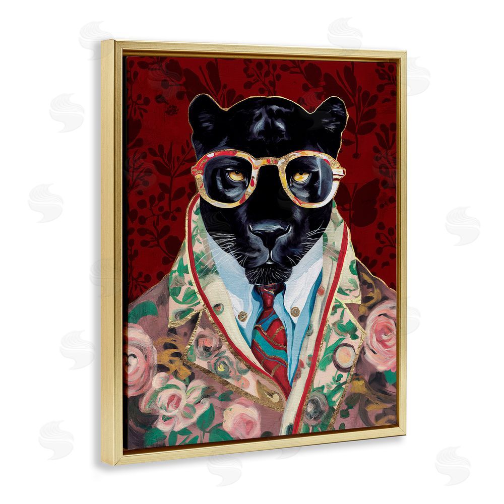 Svetlana Aleynikova Fashionable Scarlet Panther Gold Floating Frame Canvas Wall Art Print