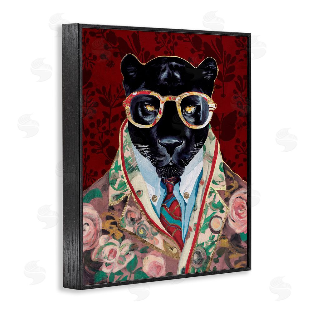 Svetlana Aleynikova Fashionable Scarlet Panther Black Framed Giclee Wall Art Print