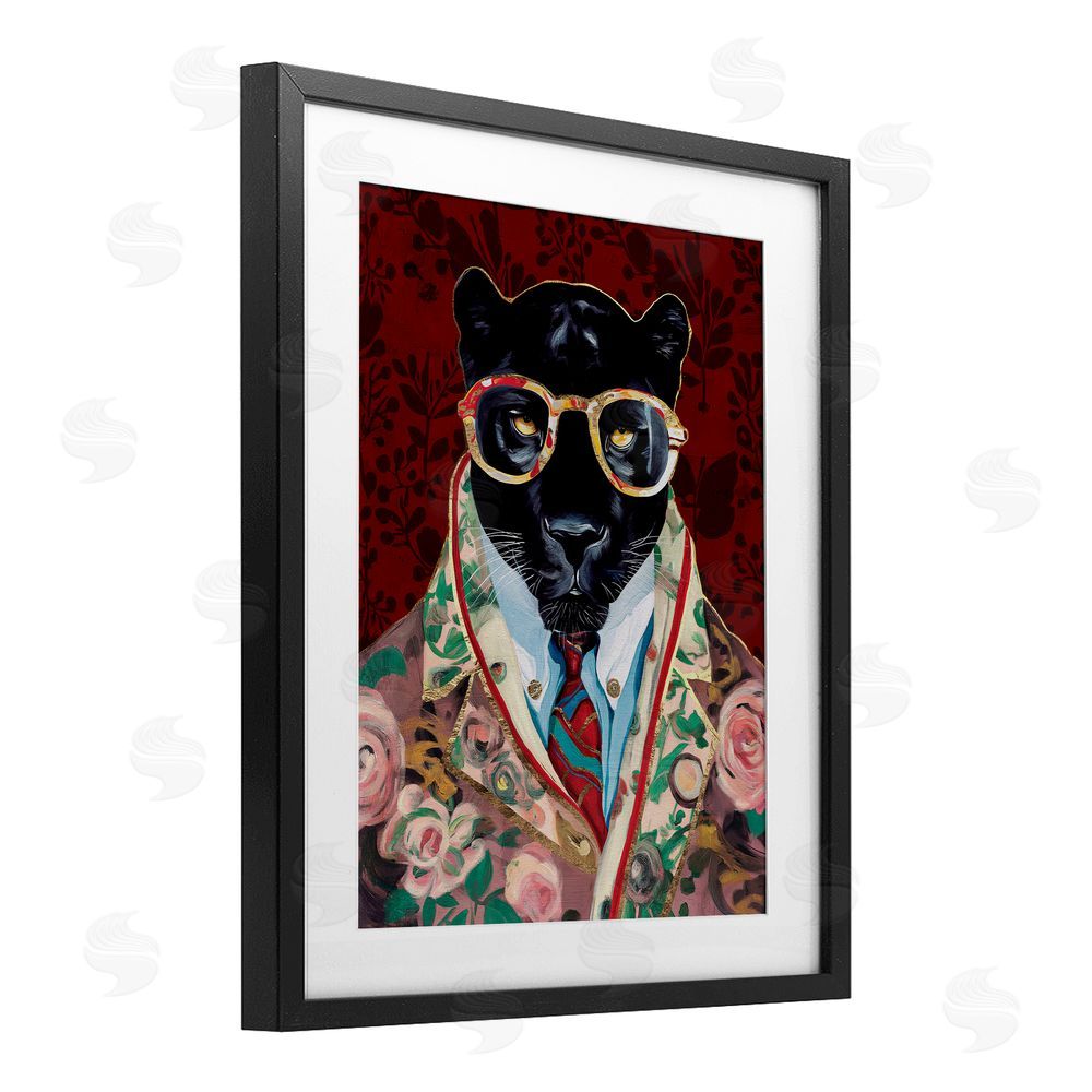 Svetlana Aleynikova Fashionable Scarlet Panther Black Framed Print Under Glass Wall Art