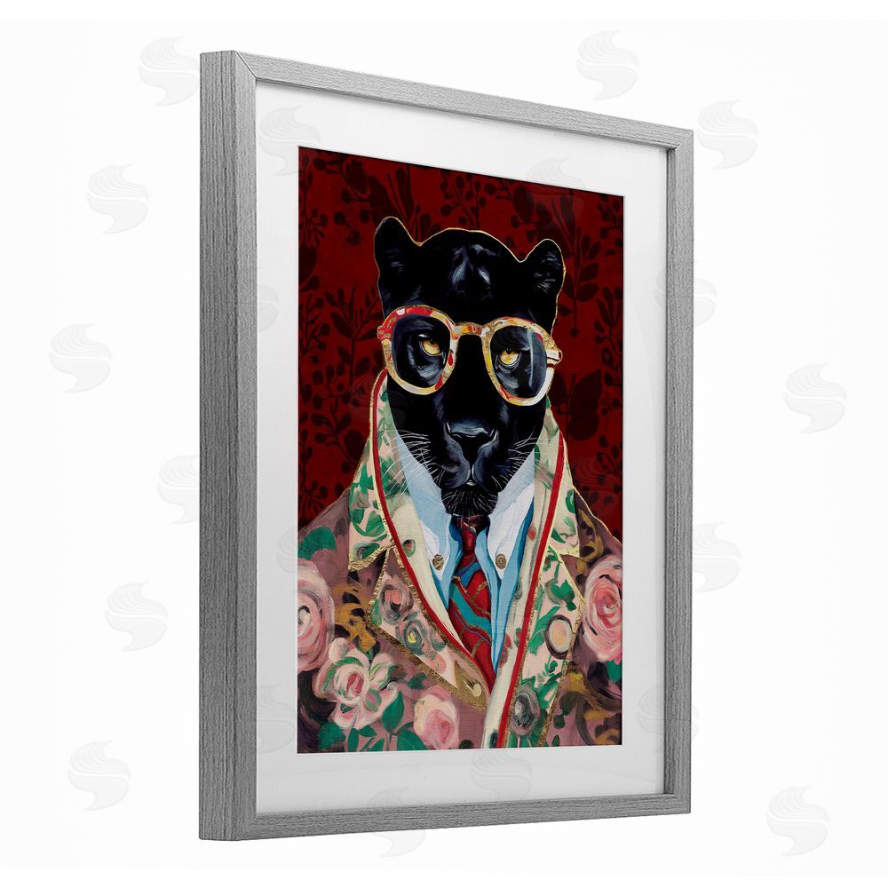 Svetlana Aleynikova Fashionable Scarlet Panther Gray Framed Print Under Glass Wall Art