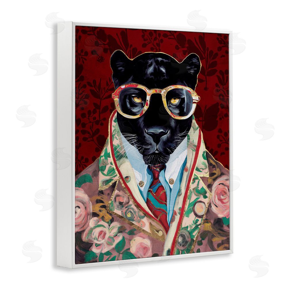 Svetlana Aleynikova Fashionable Scarlet Panther White Framed Giclee Wall Art Print
