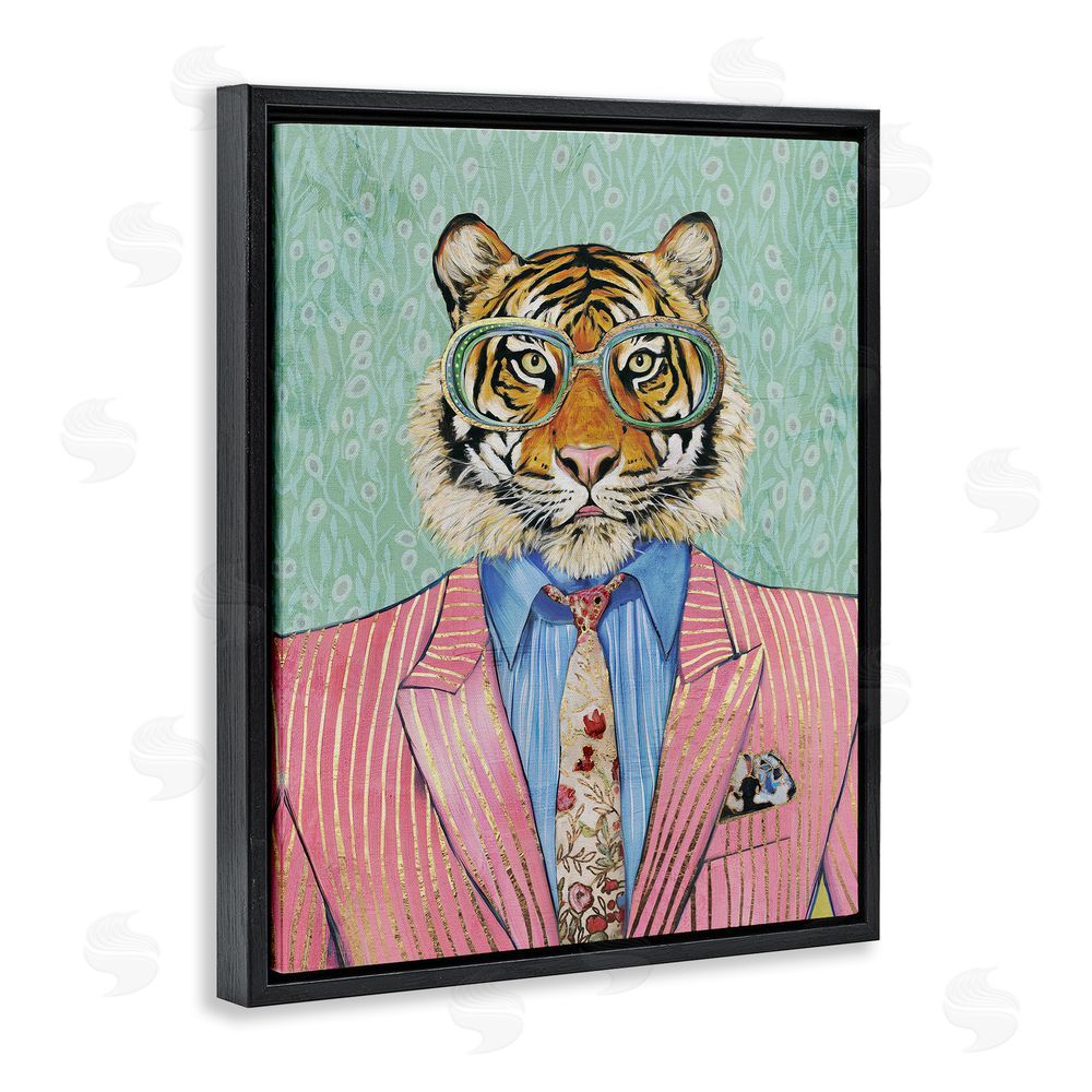 Svetlana Aleynikova Sharp Tiger Outfit Black Floating Frame Canvas Wall Art Print