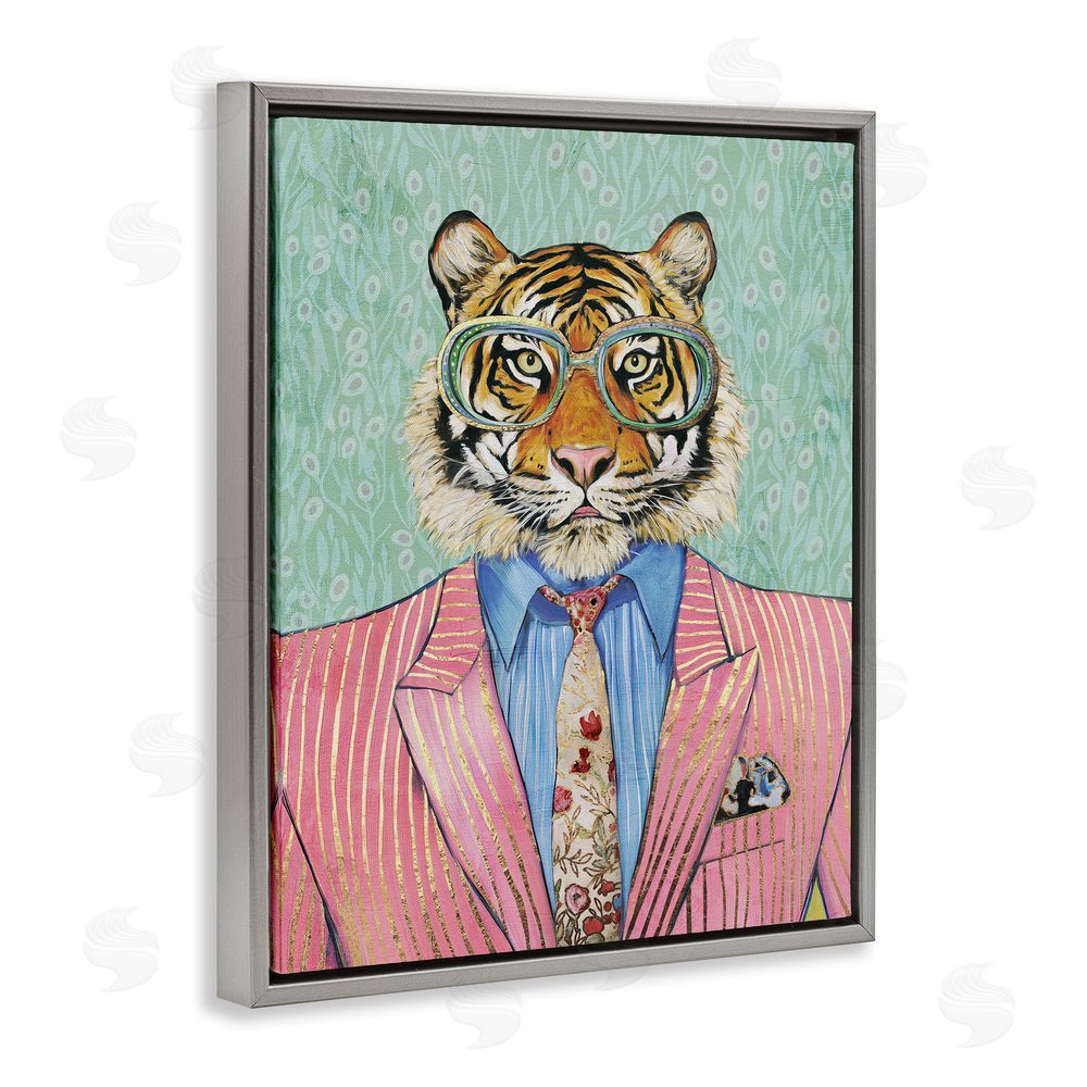 Svetlana Aleynikova Sharp Tiger Outfit Gray Floating Frame Canvas Wall Art Print