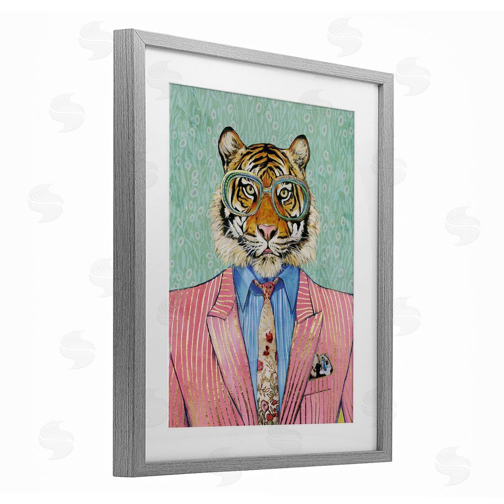 Svetlana Aleynikova Sharp Tiger Outfit Gray Framed Print Under Glass Wall Art