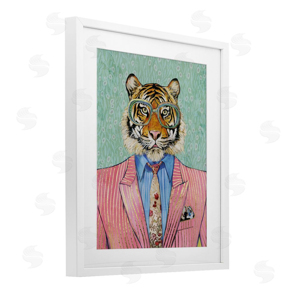 Svetlana Aleynikova Sharp Tiger Outfit White Framed Print Under Glass Wall Art