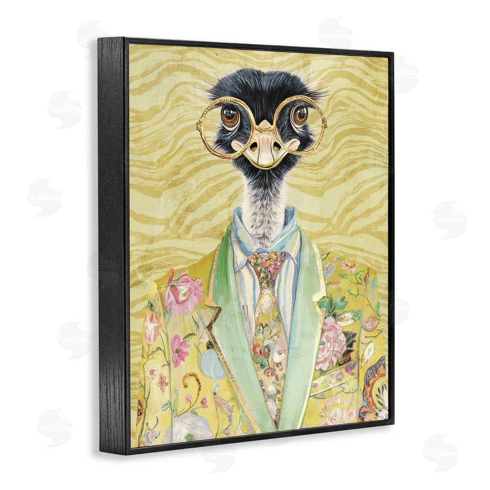 Svetlana Aleynikova Dandy Ostrich Portrait Black Framed Giclee Wall Art Print