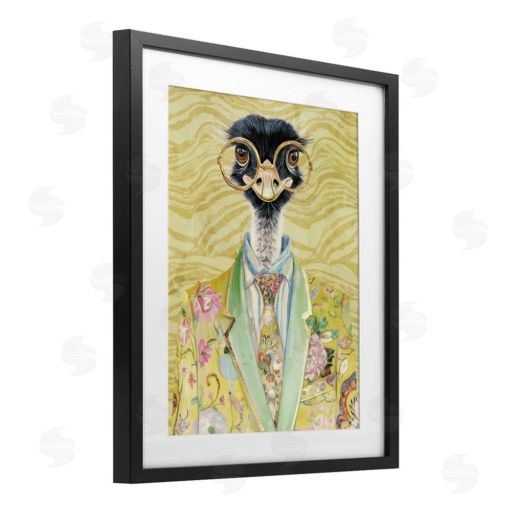 Svetlana Aleynikova Dandy Ostrich Portrait Black Framed Print Under Glass Wall Art
