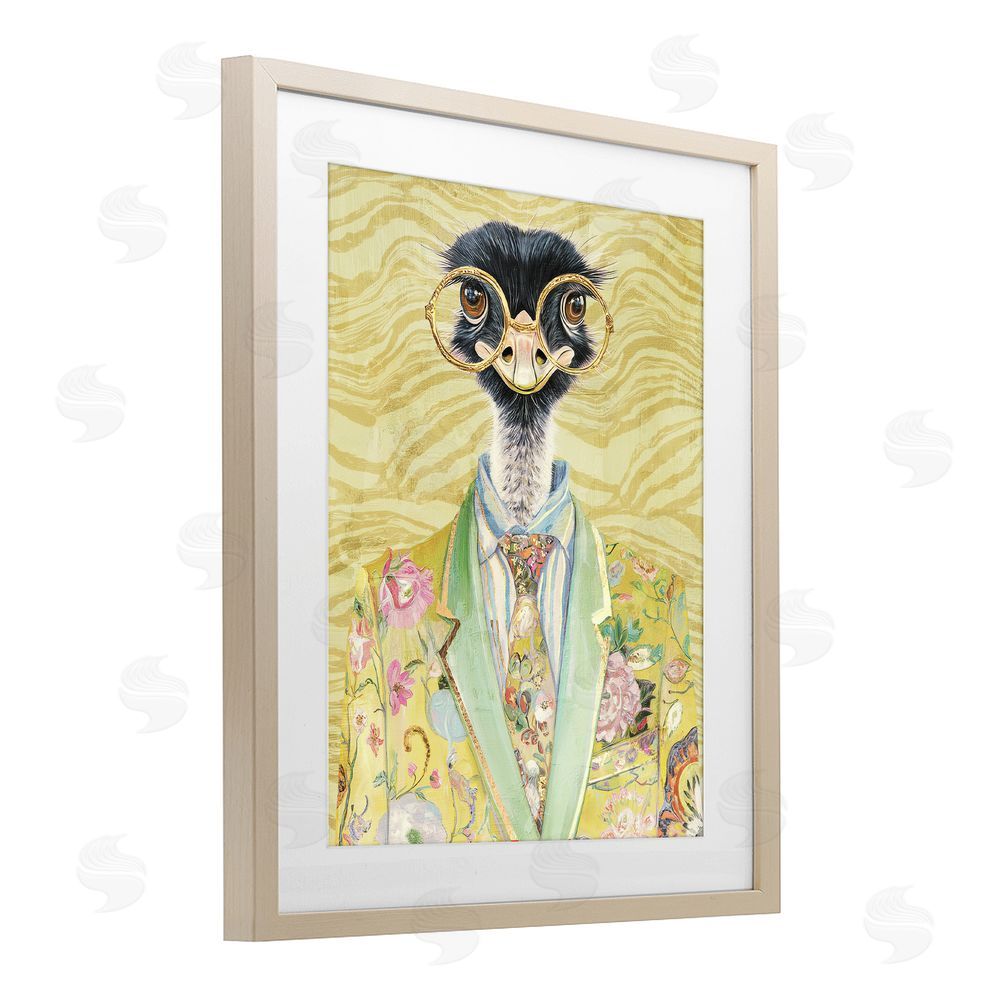 Svetlana Aleynikova Dandy Ostrich Portrait Brown Framed Print Under Glass Wall Art